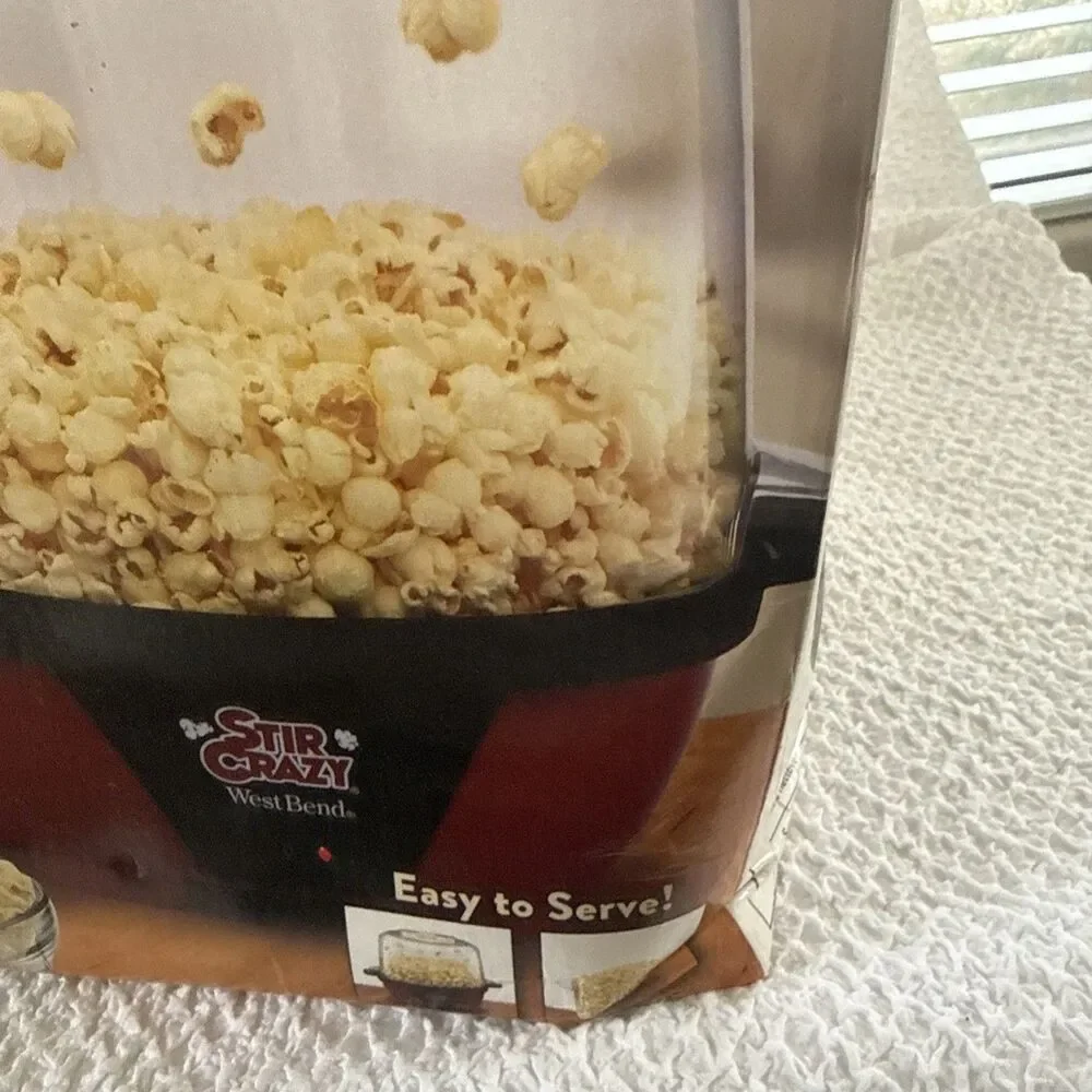 West Bend 82505 Stir Crazy 6 Qt Popcorn Popper New Open Box Red